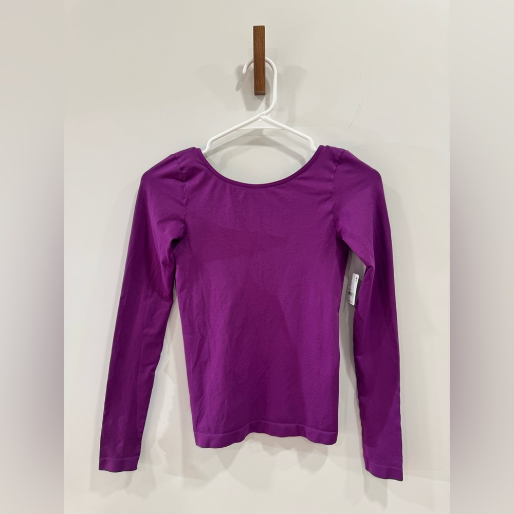 Free People Intimately Hot Pink Low Back Seamless Long Sleeve Top NWT M/L